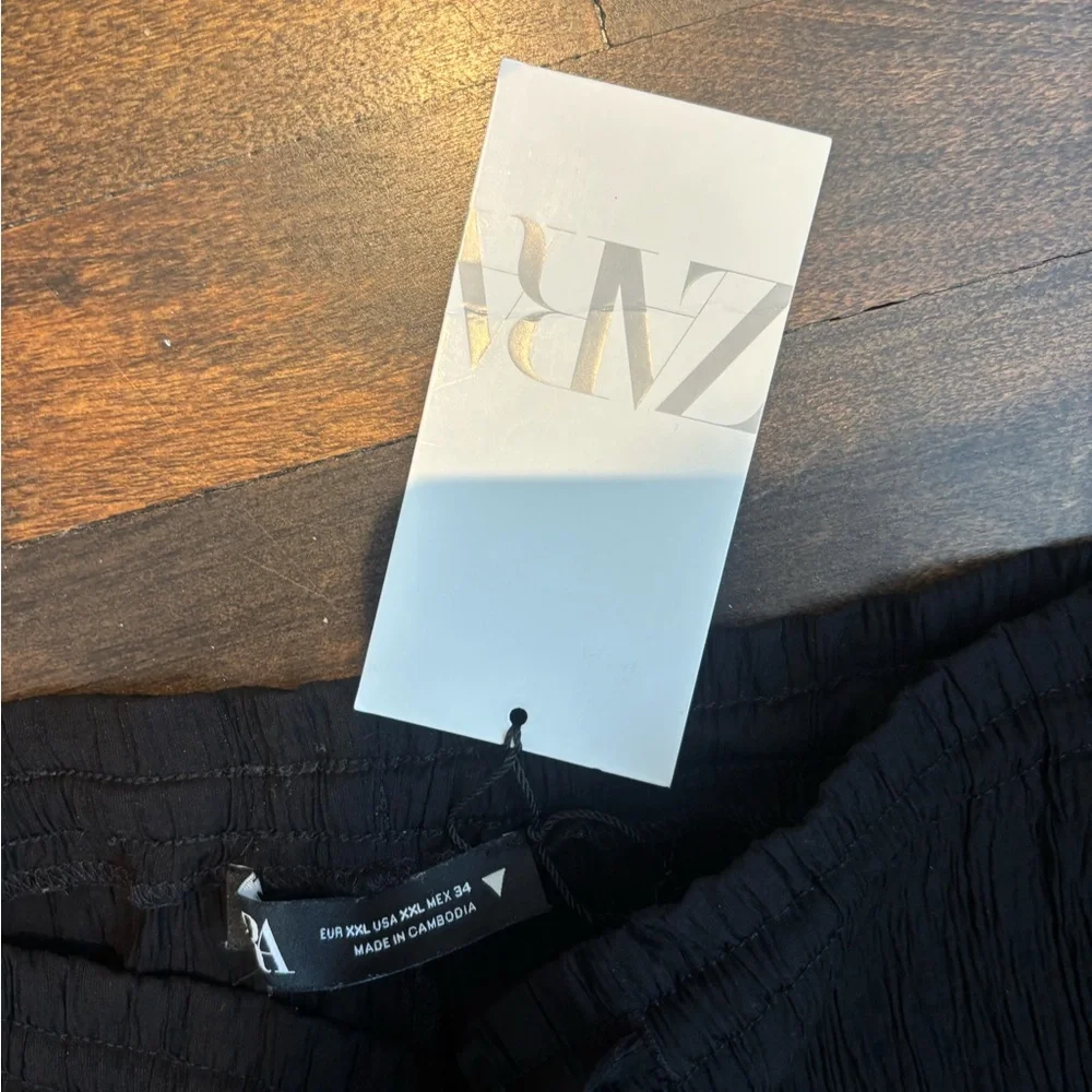 ZARA black textured pants with a drawstring - Picture 9 of 15